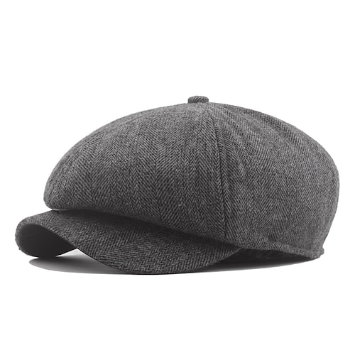 Herren Baskenmütze Ballonmütze Schwarz Kaki Baumwolle Strassenmode Stilvoll 1920er Jahre Mode Outdoor Täglich Ausgehen Grafik-Drucke Warm Image