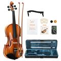 Anvazise Glarry GV402 4/4 Acoustic Violin Kit Natural Varnish w/Square Case 2 Bows 3 In 1 Digital Metronome Tuner Tone Generatorï¼ŒExtra Strings and Bridge