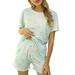 Summer Lounge Sets for Women Casual Crewneck Tie Dye Short Sleeve Top and Drawstring Shorts 2 Piece Outfits Tracksuits