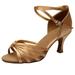 Miayilima Brown 40 High Heels for Women Girl Latin Dance Shoes Med Heels Satin Shoes Party Tango Salsa Dance Shoes