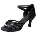 Miayilima Black 39 High Heels for Women Girl Latin Dance Shoes Med Heels Satin Shoes Party Tango Salsa Dance Shoes