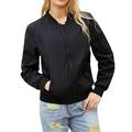 CZHJS Women s Fashion Outerwear Thicken Jackets Outdoor Oversized Baseball Shirts Zip up Lightweight Jacket Winter Clothes Clearance Trendy Solid Color Black XXL