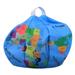 Storage Bean Bag Chair 26 Inch Beanbag Cover with Zipper Large World Map Volleyball Black 8 Printed Sack for Kids Plush Toys Game Play