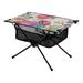 Flower Butterfly Camping Folding Table Portable Beach Table with Storage Bag Compact Picnic Table for Outdoor Travel Fishing BBQ