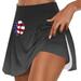 QATAINLAV Independence Day Tennis Skorts for Women Baseball Pattern Print Yoga Skirt July 4th Fake Two Piece Trouser Skirt Shorts Loose Running Athletic Shorts Deals under 5 XXL Black