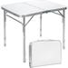 Aluminum Folding Tables Height Adjustable Portable Camping Table Heavy Duty Small Card Table Utility Table White Foldable Table for Indoor Outdoor Dining Party BBQ Picnic
