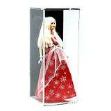 Deluxe Acrylic Figurine Display Case for Doll Bobblehead Action Figure or Collectible Toy Figure with Black Back and Wall Mount (A017-BB-WM)