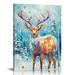 COMIO Christmas Wall Art Christmas Tree Decorations Two Deer Canvas Poster Merry Christmas Party Pictures Snow Forest Animal Prints Decor Retro Xmas Reindeer Snowflake Painting Farmhouse Classic