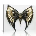 PIKWEEK Posters Butterfly Wings Wall Art Black And Gold Wings Abstract Poster Canvas Painting Posters And Prints Wall Art Pictures for Living Room Bedroom Decor
