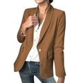 JDEFEG Petite Jacket Womens Double Casual Long Sleeve Open Front Jackets Work Suits All Weather active jacket women Winter women coat Brown L