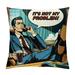 BCIIG Retro Throw Pillow Cushion Cover Pop Art Style Business Man Talking on Phone Drinking Relax Boss Manager Negotiation Decorative Square Accent Pillow Case