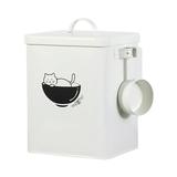 Cereal Container Cat Food Airtight Food Storage Container Rice Container Sealed Storage Container Dog Food Storage Bin Pet Food Storage Bucket Can Seal White Wrought Iron