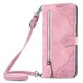 Hee Hee Smile Phone Case for Nokia G60 5G With Long Lanyard Case Zipper Leather Wallet Shell Zipper Wallet Flip Case Phone Cover Wrist Strap