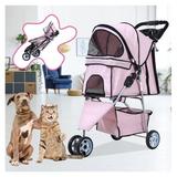 Dog Stroller Folding Dog Stroller for Medium Dogs Pet Stroller Cat Stroller 3 Wheels Travel Strolling Cart for Puppy Dog Jogger Stroller W/Cup Holder & Storage Basket