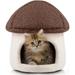 Thick Fleece Warm Dog Cat Tent Cave Nest Bed Slipper Shape Pet Sleeping Bag Breathable Cotton Blend Removable Easy to Clean Deep Coffee Color M