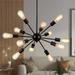 Chandeliers Black Modern 18-Light Farmhouse Pendant Light Mid Century Starburst Lighting Vintage Industrial Ceiling Hanging for Living Dining Room Bedroom Kitchen Island Foyer Hallway