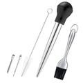Wmhsylg Grill Accessories BBQ Tools Set Stainless Steel Silicone Seasoning Barbecue Tool Pump Head With Cleaning Brush Black