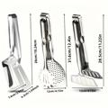 3pcs Stainless Steel Tongs for Grilling Cooking and Serving - Perfect for Steak Fish Bread Hamburger BBQ Pancake Egg Pie Pizza Salad and Desserts - Ideal for Buffets and Kitchen Use