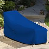 Patio Chaise Lounge Cover 18 Oz Waterproof - 100% Weather Resistant Outdoor Chaise Cover PVC Coated with Air Pockets and Drawstring for Snug Fit (66W x 28D x 30H Blue)