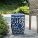 Tcbosik Chinoiserie Ceramic Decorative Garden Stool 11 Round Outdoor/Indoor Side Table Blue