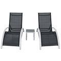 Resenkos Aluminum Chaise Lounge Outdoor Side Table Set of 3 Pool Lounge Chairs for Outside with 5 Adjustable Position