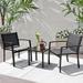 4 Pieces Patio Outdoor Outdoor Patio Set Textilene Bistro Set Modern Conversation Set Black Bistro Set with Loveseat Tea Table for Home Lawn and Balcony (Black)