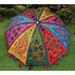 Garden Parasol Indian Peacock Embroidered Outdoor Sun Shade Patio Umbrella 72