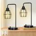 Set of 2 Industrial Dimmable Table Lamps Modern Black Bedside Lamp Vintage Farmhouse Lamp with Metal Cage Shade for Bedroom Office Living Room Iron Black Includes 2 Dimmable E26 Bulbs