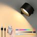 DYY LED Wall Sconce 19 RGB Colors Dimmable Rechargeable Wall Sconces Battery Operated Picture Light Touch & Remote Control 360Â° Rotate Magnetic Ball Wall Light for Reading Bedside