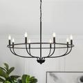 Black Chandelier Light Fixtures 8-Light Modern Farmhouse Chandelier Industrial Candle Chandelier Dining Room Chandelier Over Table for Bedroom Living Room Kitchen