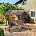 Topcobe Patio Swing Chair 3 Seat Outdoor Porch Swing Seat Waterproof Anti-UV Heavy Duty Rip Proof Garden Hammock Garden Furniture Outdoors Brown