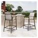 Outdoor Bar Stools & Chairs Set of 2 2 PCS Counter Height Bar Stools Patio Bar Chairs Brown Aluminum Frame & Beige Textilene