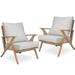 2 Pieces Patio Furniture Chairs Outdoor Wood Sofa Set with Thick Cushions Patio Chairs for Garden Backyard Poolside Bistro Deck