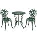 Kadyn Outdoor Cast Aluminum Patio Furniture Set with Rose Design 3 Pieces Patio Furniture Set Lounge Chairs Table Set Green