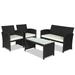Canddidliike 4 Piece Outdoor Patio Furniture Sets Wicker Conversation Sets Rattan Sofa Chair with Cushion for Backyard Lawn Garden