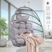 Garden Wicker Hanging Egg Chair with Seat Cushion and Pillow Rattan Hammock Chair Ideal for Bedroom Patio Porch Lounge (Silver Gray)