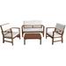 Patio Conversation Set Patio Patio Sofa Set Outdoor Chat Set 4-Piece Acacia Wood Outdoor Seating Set with Water Resistant Cushions and Coffee Table for Pool Beach Backyard Balcony Garden