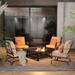 Grand patio Outdoor 5 Pieces Furniture Set 4 Motion Patio Chairs and 32 Wood Burning Fire Pit Peacock Blue