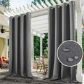 (2 Panel) Upgraded Outdoor Curtain Garden Patio Gazebo Sunscreen Blackout Curtains Thermal Insulated White Curtains with Grommet | Waterproof& Windproof&UV-protection& Mildew Resistant Grey 54*84in