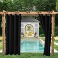 (2 Panel) Upgraded Outdoor Curtain Garden Patio Gazebo Sunscreen Blackout Curtains Thermal Insulated White Curtains with Grommet | Waterproof& Windproof&UV-protection& Mildew Resistant Black 54*108in