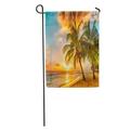 KDAGR Beautiful Sunset Over The Sea View at Palms White Beach Garden Flag Decorative Flag House Banner 28x40 inch