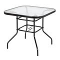 Outdoor Bar Table 31.5 Patio Bistro Table with 1.8 Umbrella Hole Square Height Tempered Glass Bar Table with Metal Frame Small Balcony Table for Garden Backyard Deck Poolside JA2102