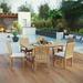 Modway Marina 7 Piece Outdoor Patio Teak Dining Set in Natural White