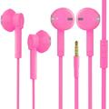 2 Pack Headphones Earphones with Microphone 3.5mm Connection in-line Control for Volume Hi-Res Audio Sound Comfort Fit Lightweight Ear Phones with Mic Pink