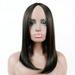 Wig women s middle parted bangs black shoulder length