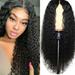 Black Women Wigs Deep Curly Wig Long Curly Hair Adjustable with Bangs Black Wave Wig