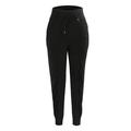 Drawstring Casual Sweatpants Women Polyester Fitness Loose Stylish Joggers for Sports Running Black XXL