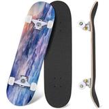 Prxcm Skateboard Complete for Beginners Adults Teens 31 x 8 Majestic Mountain Range Dragon Watercolor Artwork Maple Double Kick Concave Skateboards