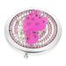 Yueyihe Pink Metal Glass Lenses Rhinestone Portable Mirror Folding Double Sided Miss Girl