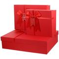 3 Pcs Jewlery Case Cover Gift Box Empty Bow Packaging Birthday Square Red Paper Bridesmaid